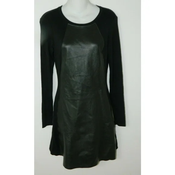 Michael Stars Dress Size X-Small Black Shantelle 100% Lambskin‎ Leather and Knit - Picture 8 of 10